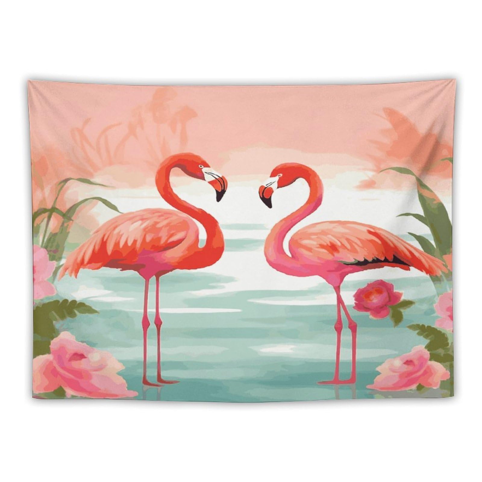 LDGSUPH Two Red Flamingos Tapestry Wall Hanging Decor Anti-fading Aesthetic Wall Tapestries Fashion Wall Blanket Decor Modern Wall Art Tapestry for Bedroom Home Decor 30"x40"