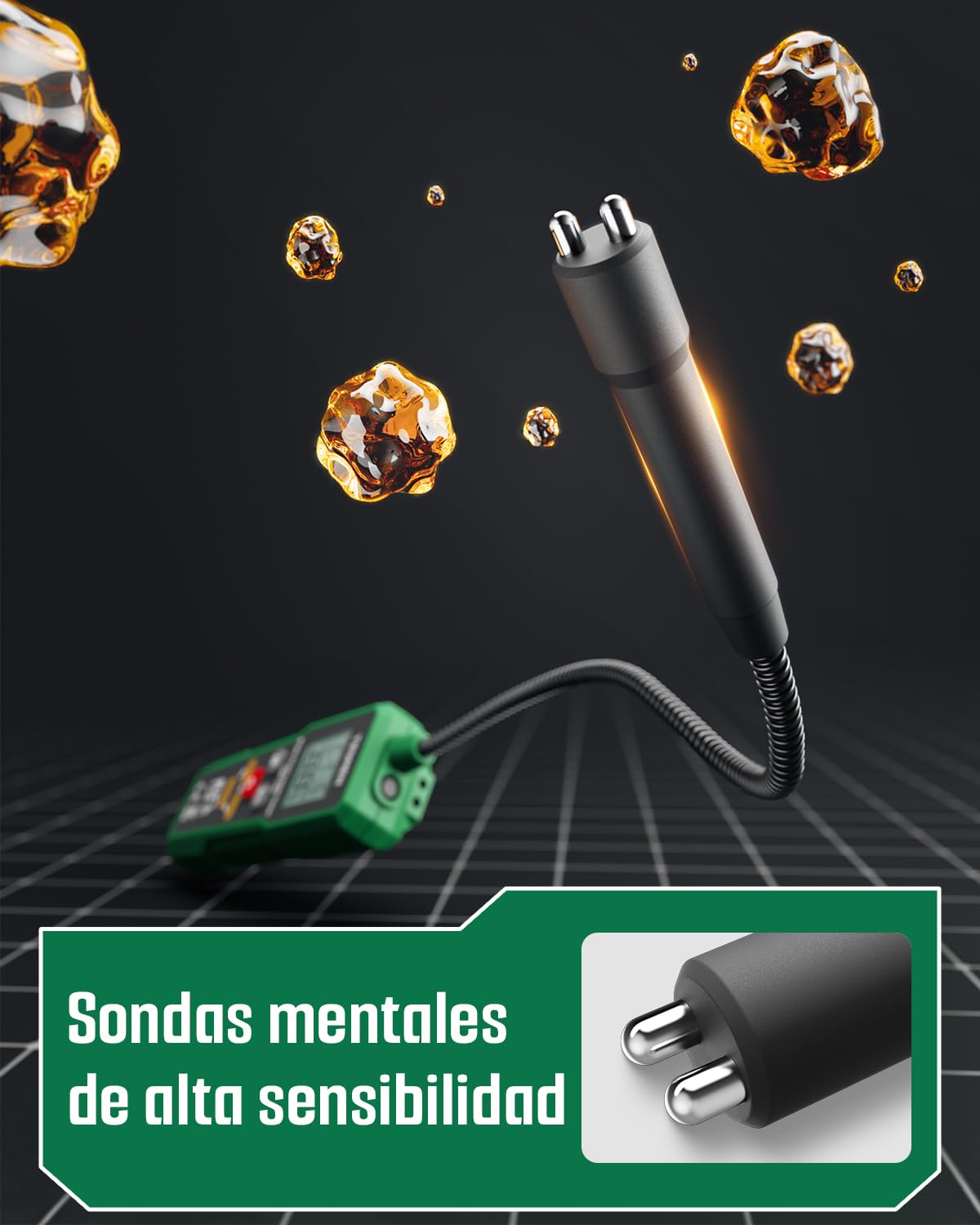 TESMEN TBF-300 Tester Liquido Freni con Sonda Flessibile da 8,5", Torcia Integrata, Allarme Retroilluminato, Retenzione Dati, Compatibile con DOT3, DOT4, DOT5.1 per Cura Auto -Verde