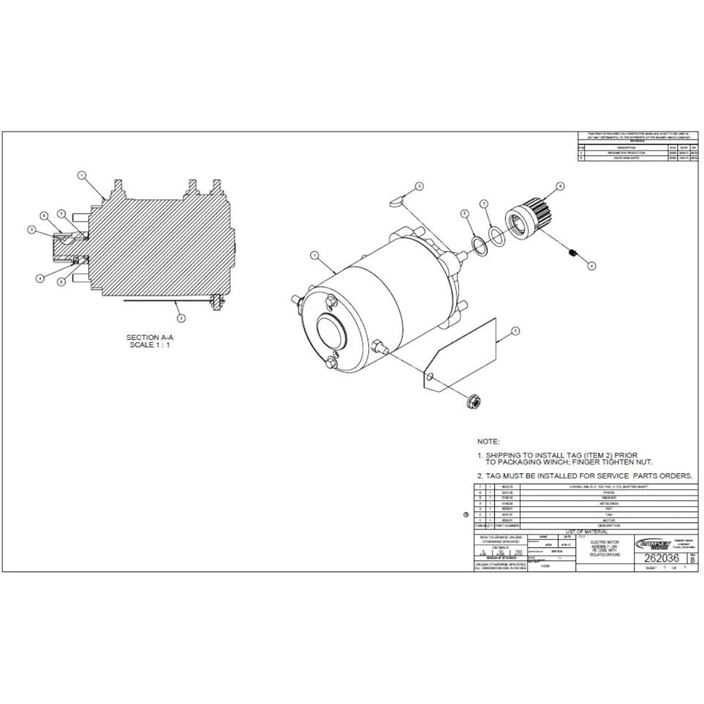 neer  ② Auto Crane 262036, Motor 24V for 5005EH, 6006EH Series