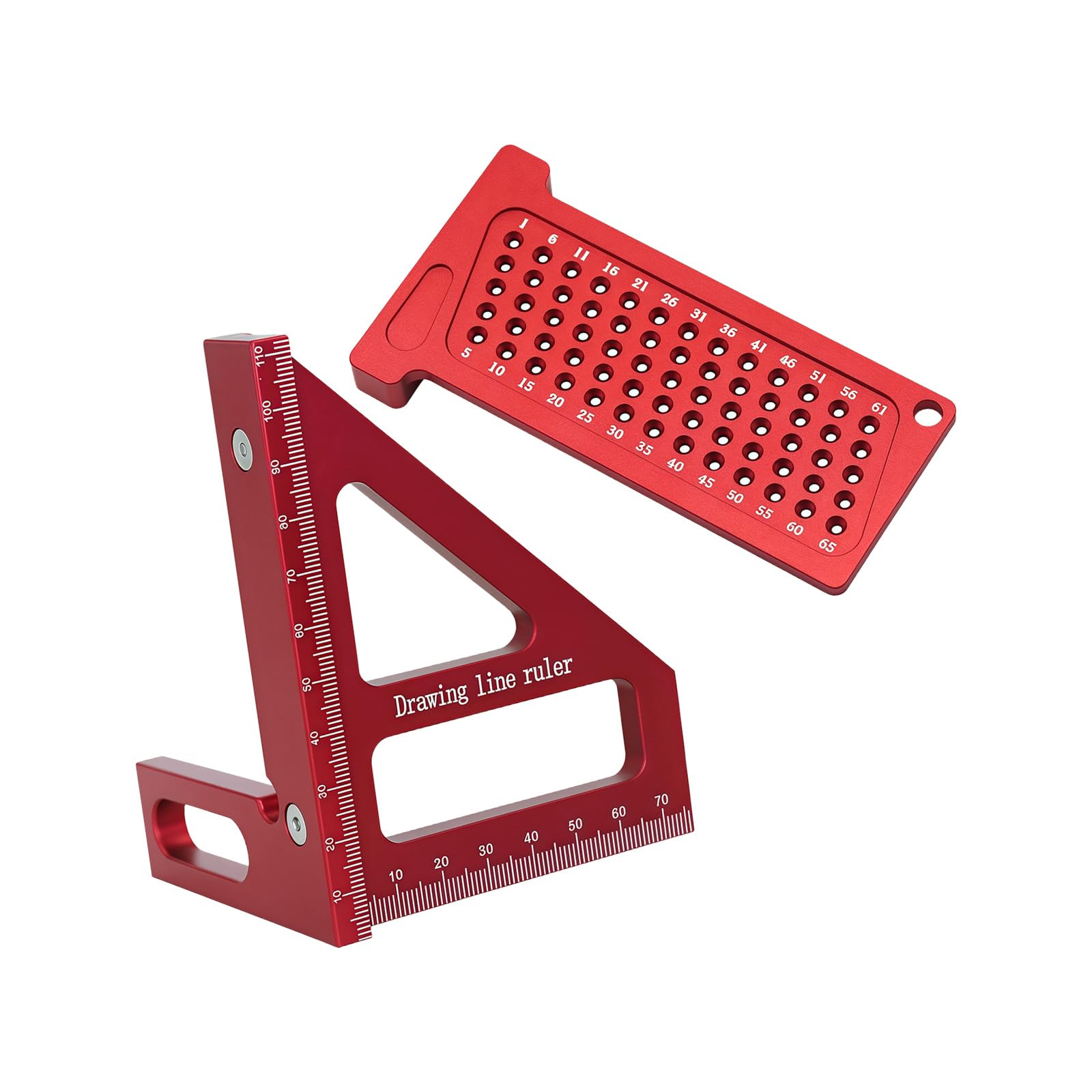 Multifunctional Aluminum Alloy Woodworking Ruler Triangular Scale T Hole Gauge Angle Measurement Layout Measurement Workshop Ruler