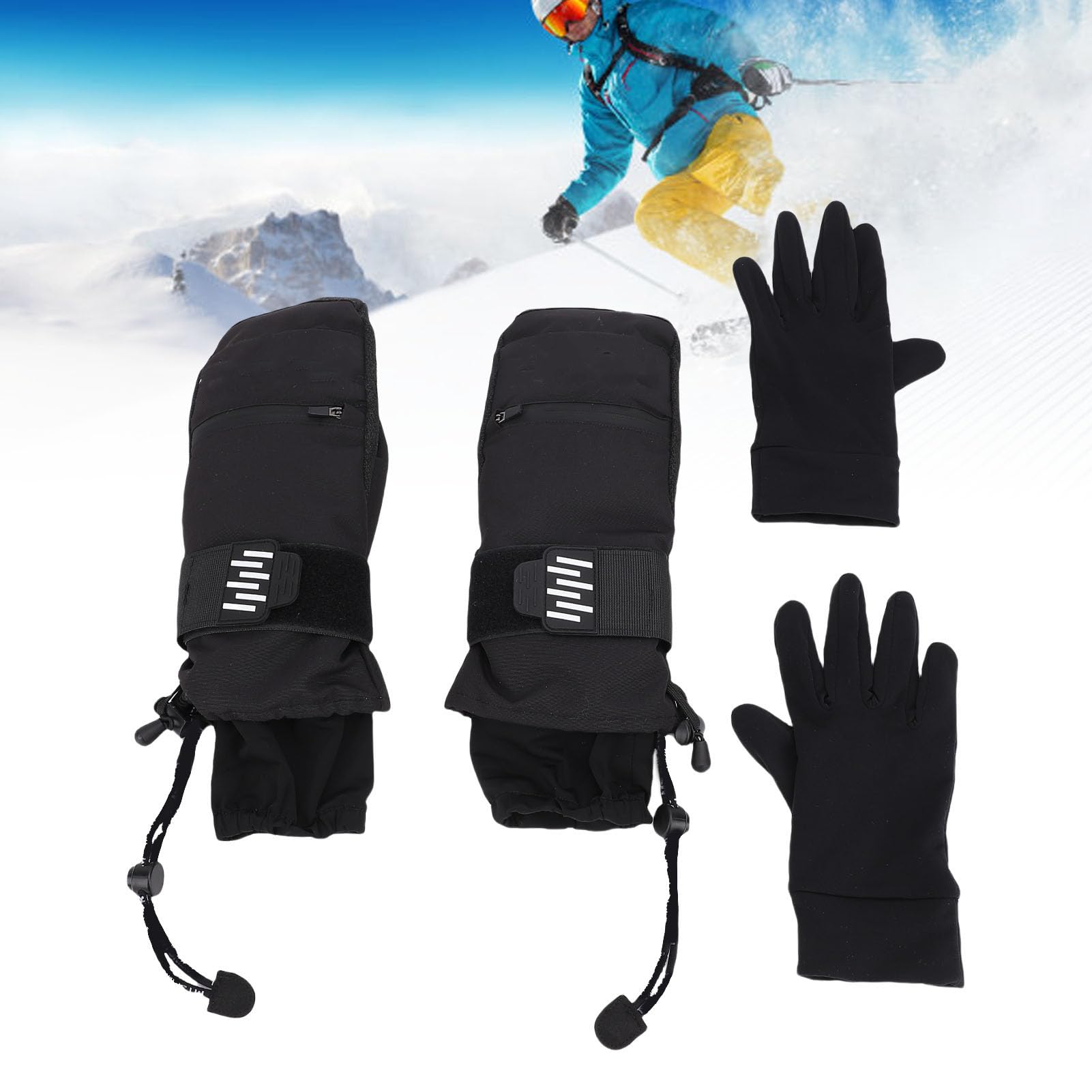 Bnineteenteam Rękawiczki Narciarskie, Wodoodporne, Izolowane Rękawice Termiczne z Włókna Aramidowego do Jazdy na Nartach i Snowboardzie, Mężczyźni, Kobiety (XL)