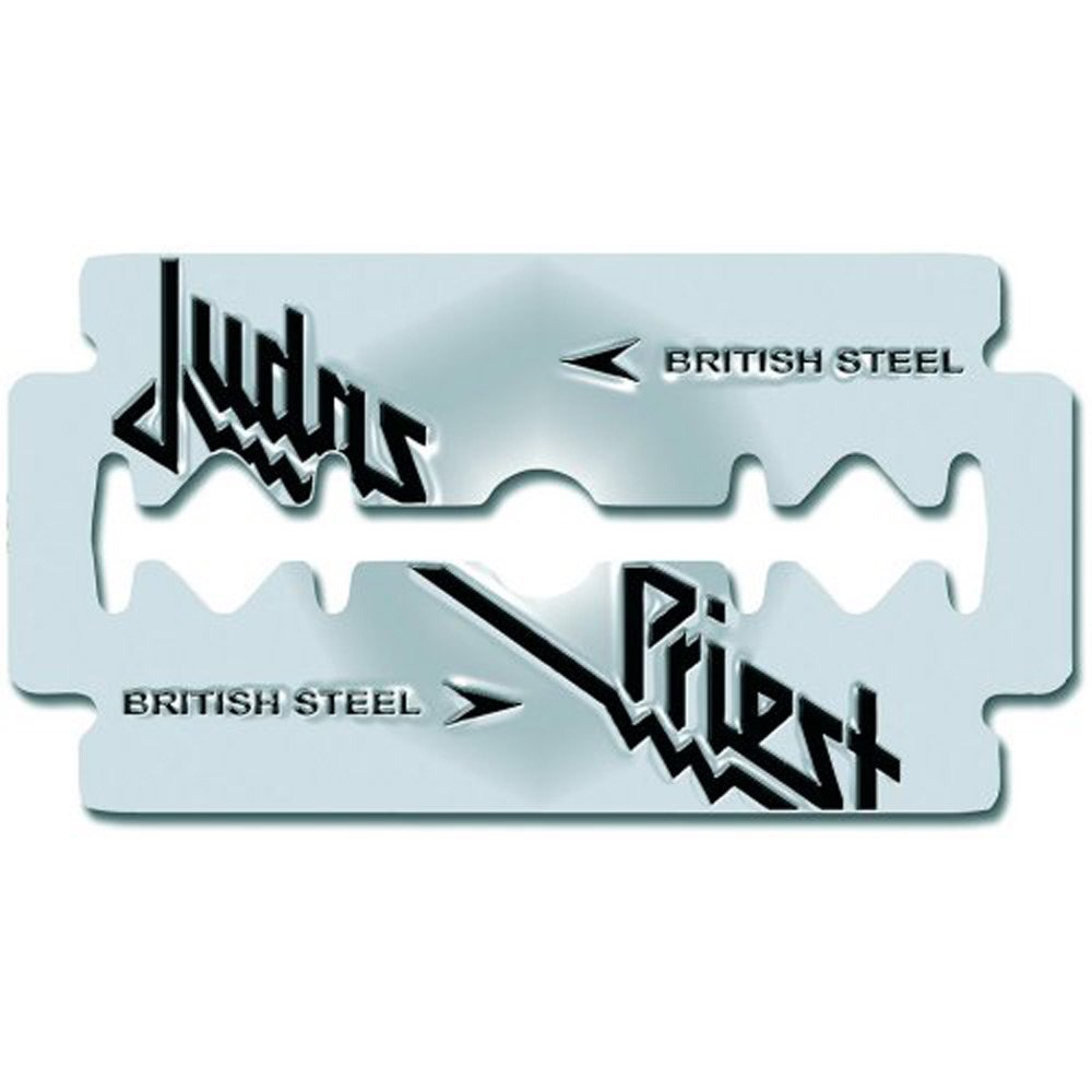 Judas Priest British Steel Razor Blade Pin Badge - Silver