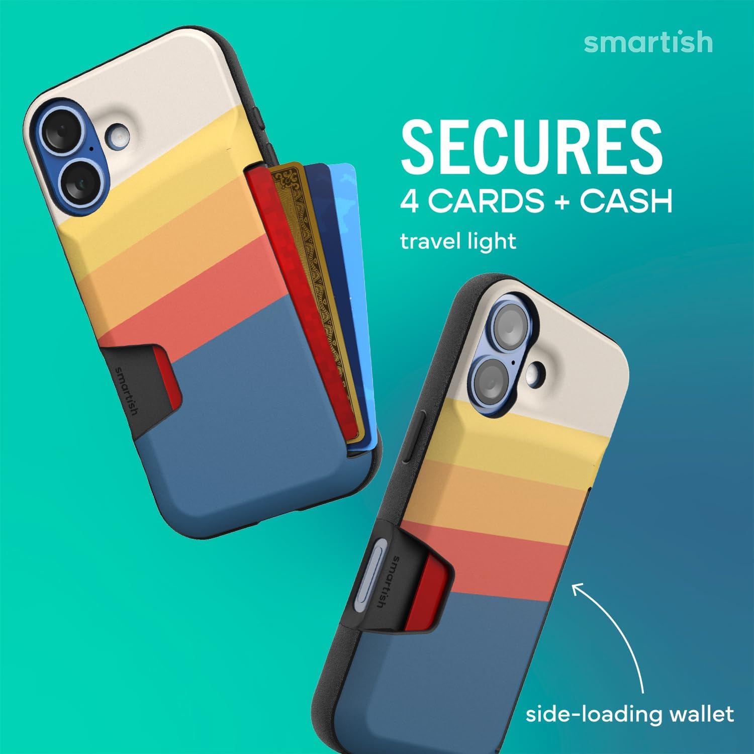 Smartish® iPhone 17 Wallet Case - Wallet Slayer Vol. 1 [Slim + Protective] Credit Card Holder - Drop Tested Hidden Credit Card Slot Cover for Apple iPhone 17 - Striped Up