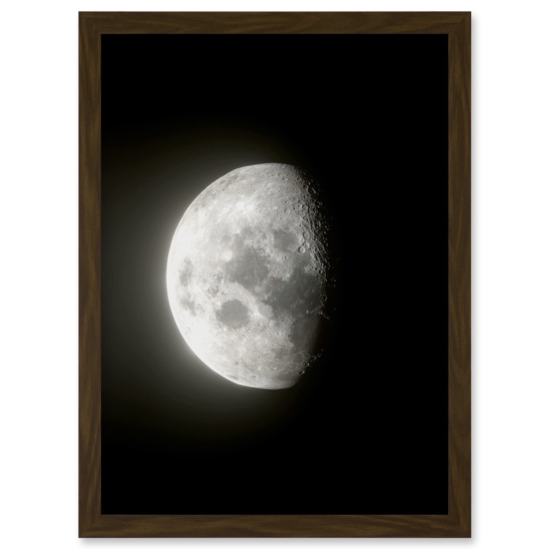 Artery8 Lunar Phases Waning Gibbous Moon Space Astronomy Artwork Framed Wall Art Print A4