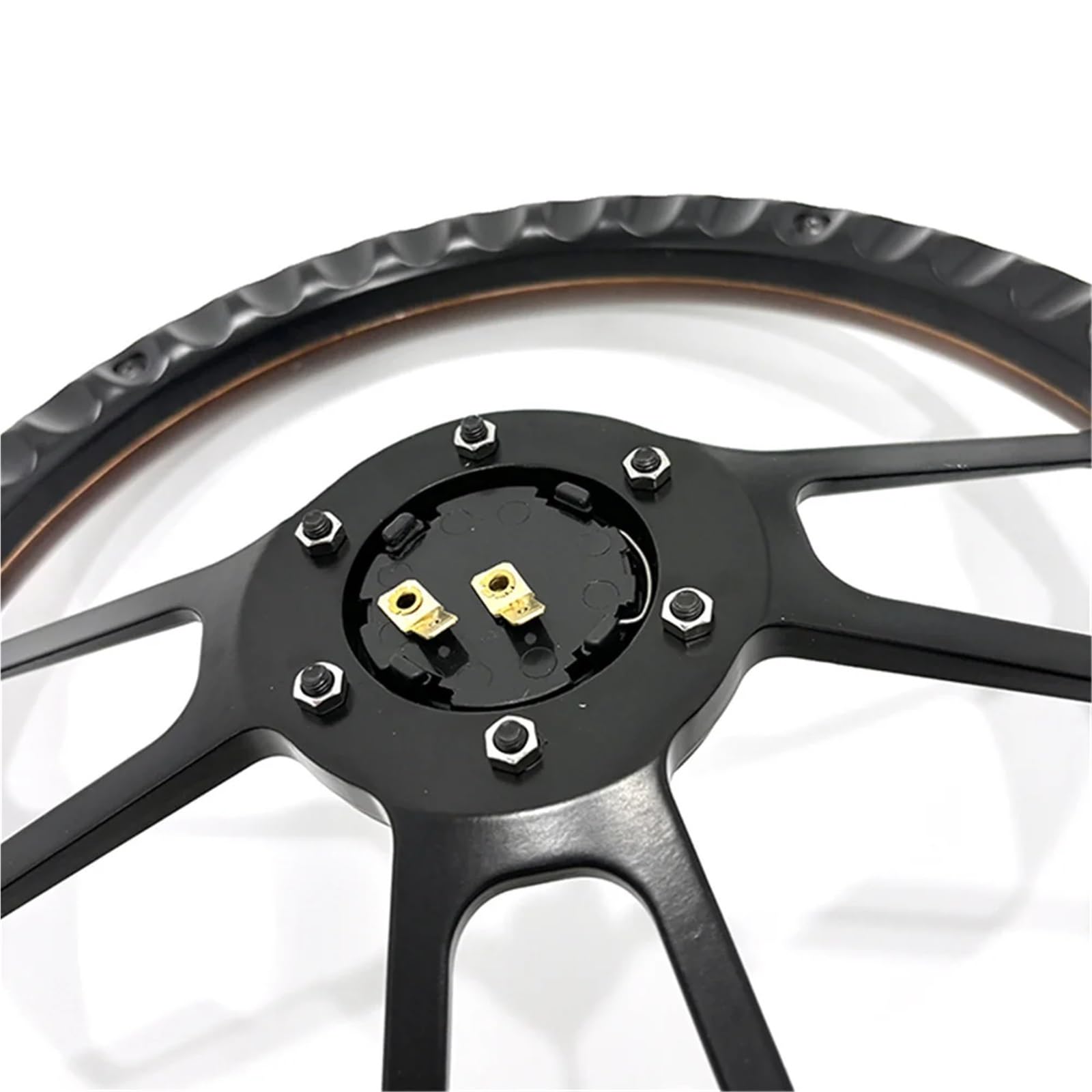 Volante da corsa Staffa universale a tre razze da 14 pollici 350 mm in legno massello marrone cromato nero, spessore 5 per corsa rallye