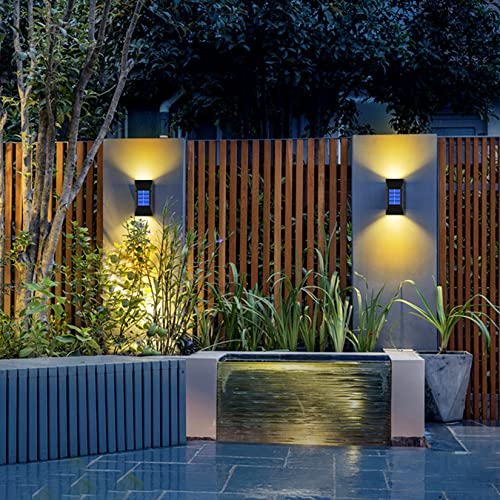 Solar Wall and Fence Post Lights - Decorative Waterproof LED Garden Lights for Outdoor, Deck, Front Door, Stairs, Yard - 4 Pack (Warm White)