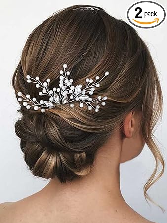 Asooll Bride Wedding Hair Pin Silver Flower Bridal Head Clip Rhinestone Crystal Headpiece for Women and Girls
