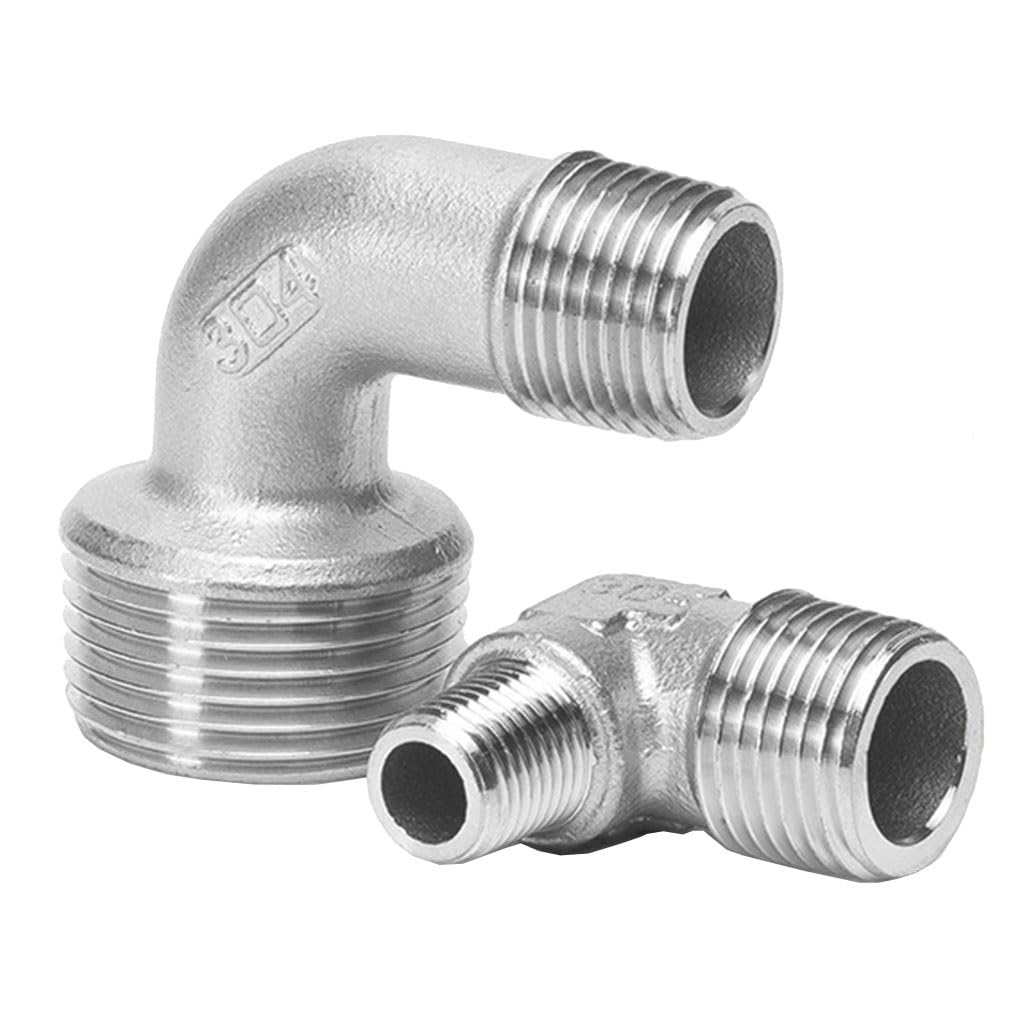 Rvblrdse Men's One Color Stainless Steel Cast Pipe Fitting, 1Pcs Stainless Steel 90° Elbow, Dn10*Dn8- Dn25*Dn20 X 90 Degree Elbow Coupler Connector 304 Pipe Fitting(Dn10*8)