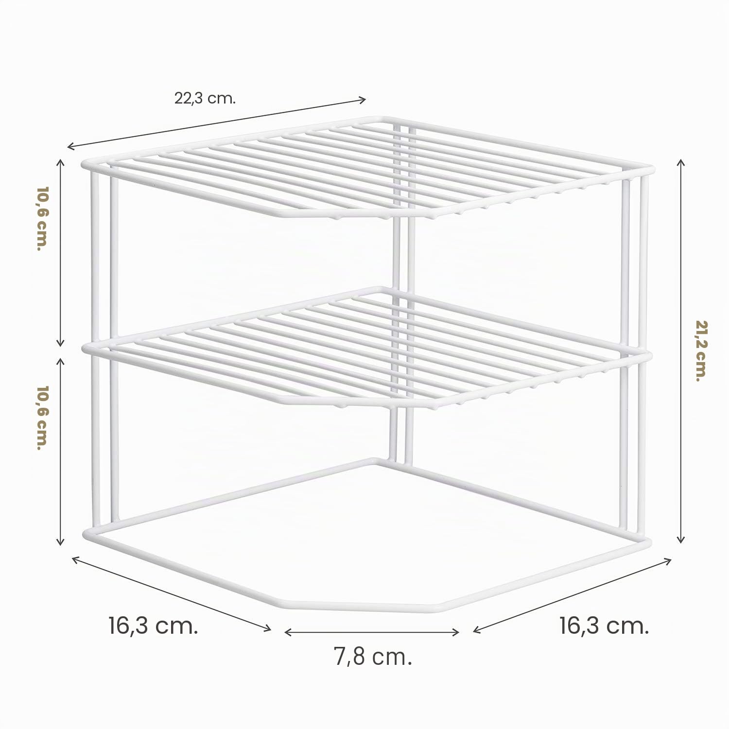 Organizzatore per armadietto da cucina [2 pezzi], 3 ripiani bianco portapiatti ad angolo per riporre l'armadio della cucina - Organizzatore per ripiano per riporre gli armadietti