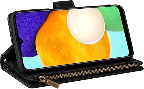 Miniatura 7 de LBYZCASE Funda para Samsung Galaxy A03S con tarjetero, duradero, de lujo, magnético, con tapa, bolsillo con cremallera, correa para la muñeca,