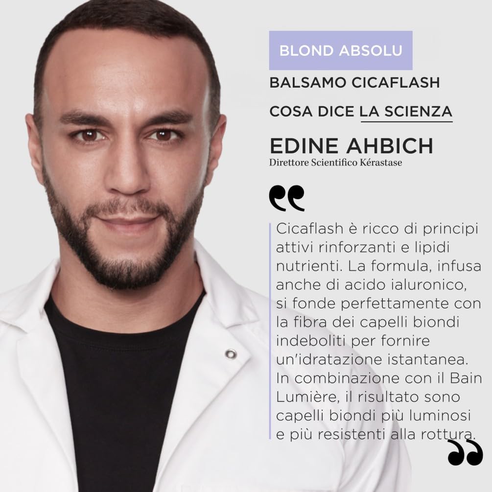 Kérastase Blond Absolu Cicaflash, Balsamo Fortificante Intenso, Idratazione Profonda e Protezione dalla Rottura, Con Acido Ialuronico, Per Tutti i Tipi di Biondo, 250ml