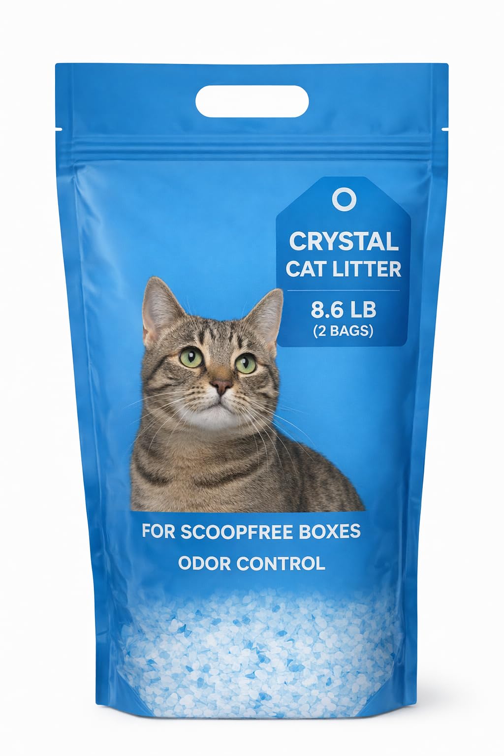 Arena de Cristal para Gatos, Cristales Superiores para Control de olores, Cajas de Arena para Gatos sin cucharas, 2 Bolsas de Arena de Cristal de 4.4 Libras Cada una, Total de 8.5 Libras