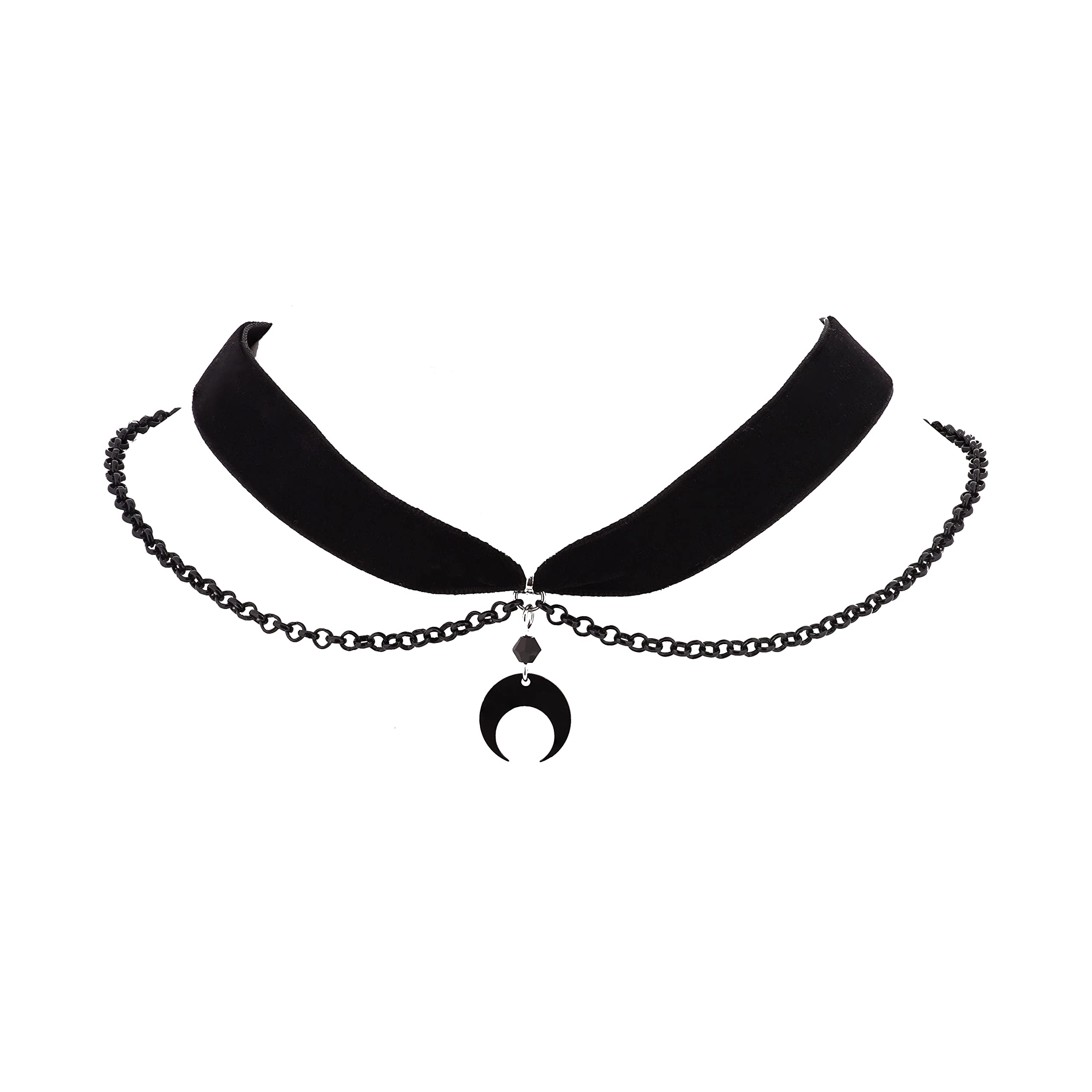 Sacina Gothic Goth Black Crescent Moon Choker, Moon Necklace, Gothic Goth Choker, Halloween Christmas Jewelry Gift For Women