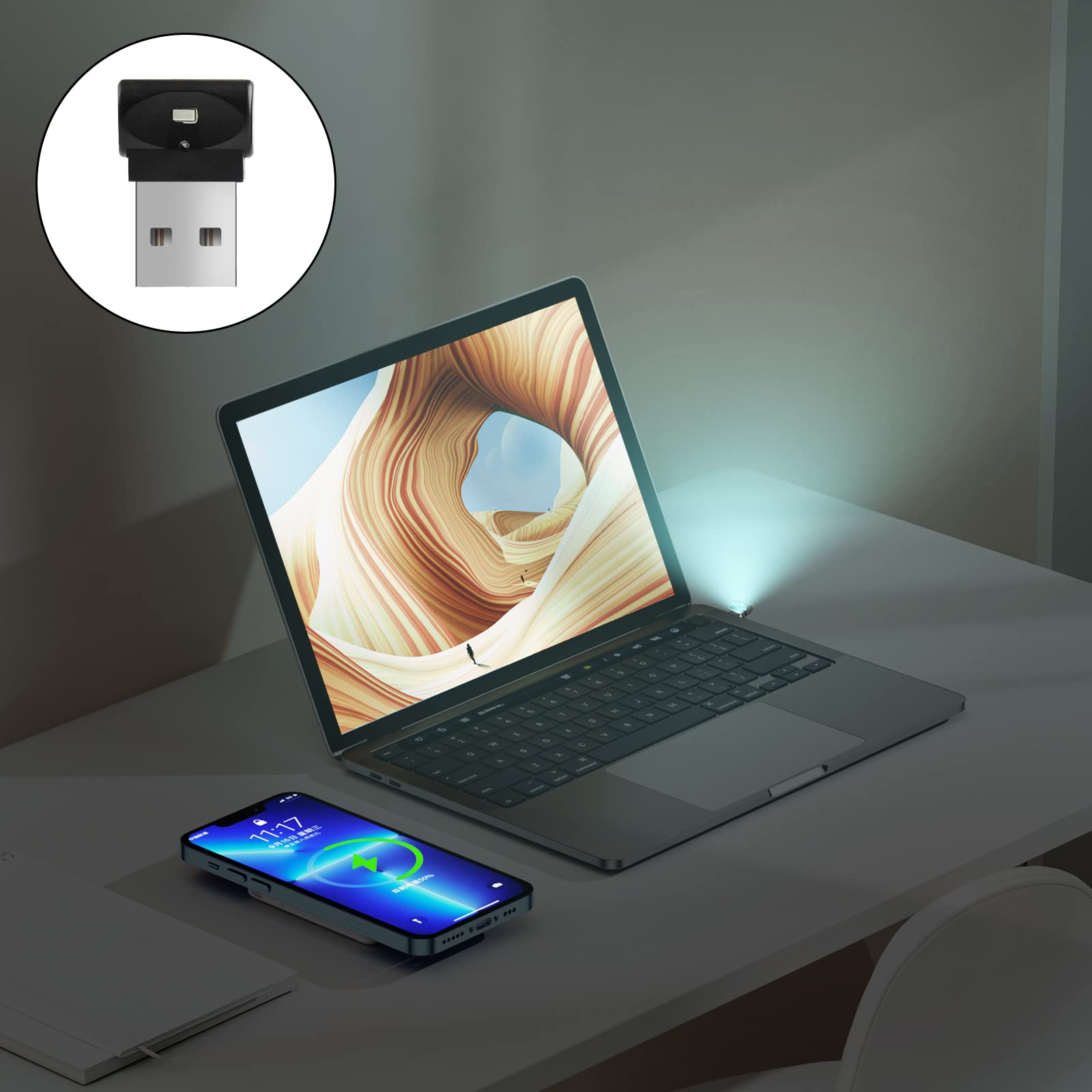 Nizirioo Oświetlenie samochodowe LED, 4 sztuki, USB, mini lampa samochodowa Starlight, oświetlenie USB, 7 kolorów, uniwersalne oświetlenie otoczenia do mobilnego zasilania, samochodu, laptopa