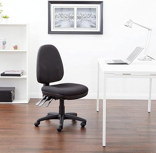 Miniatura 2 de Office Star Silla ergonómica de oficina de doble función con respaldo acolchado ajustable y soporte lumbar integrado, sin brazos, tela de vino de