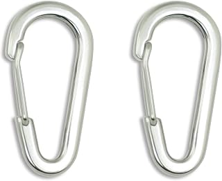Divoti 304 Surgical Stainless Steel 2.5" Wire Gate Carabiners | Heavy Duty D Shape Snap Hook Clips | 135KG Load Capacity, Lightweight 26g Design | Harness/Dog Leash Key Chain, Camping/Hiking & Utility