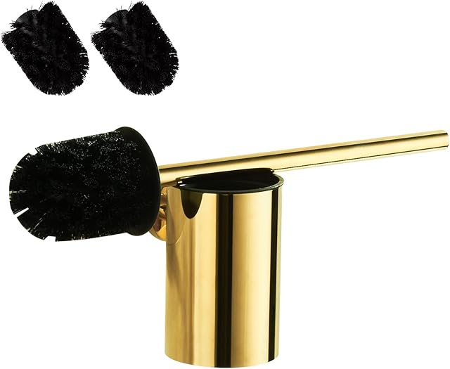 bgl Wall Mounted Gold Toilet Brush, 304 Stainless Steel Round Toilet Brush Holder for Bathroom (gold) 