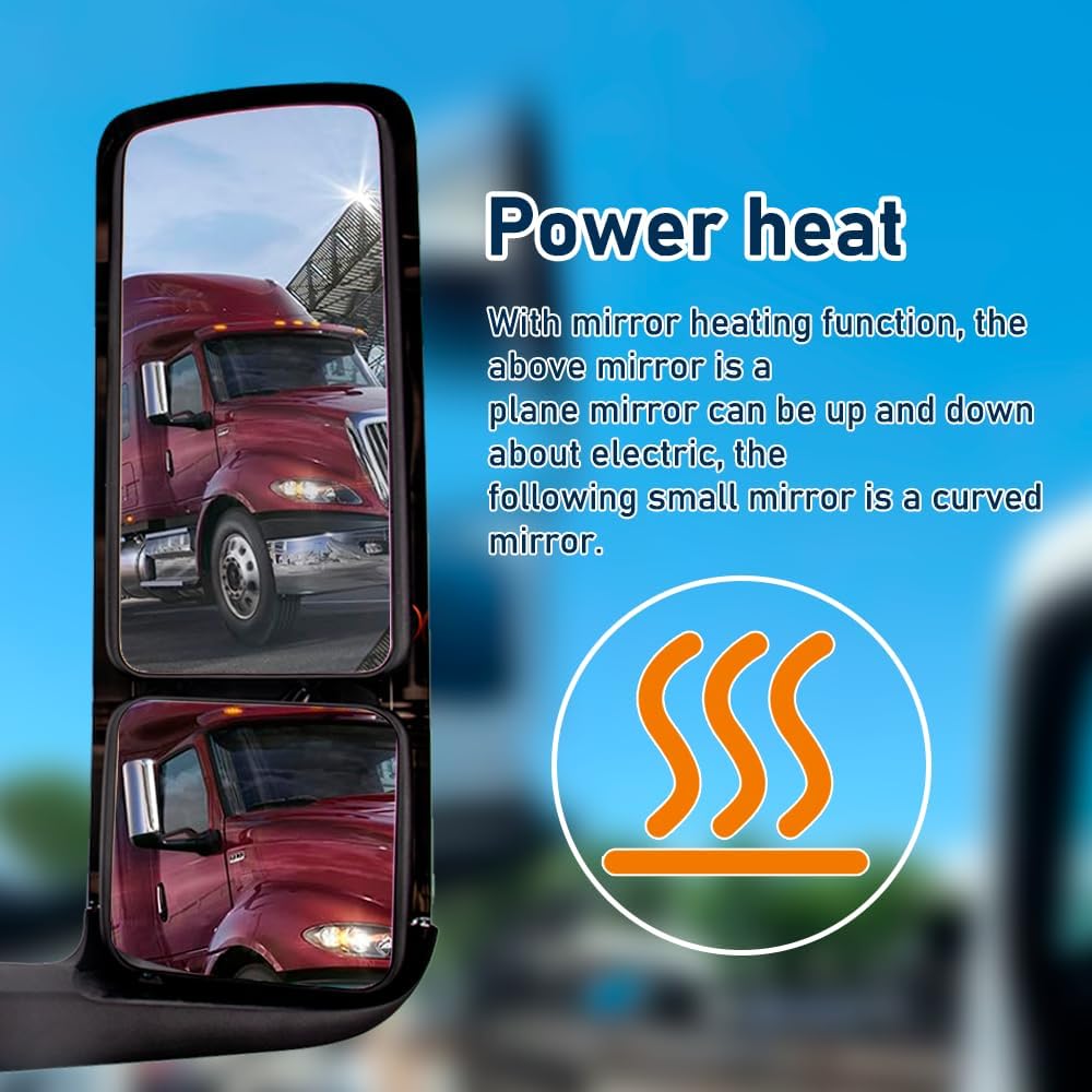 For Truck International LT625 Door Mirror with LED Signal light and CB Left Driver Side LH (Black)