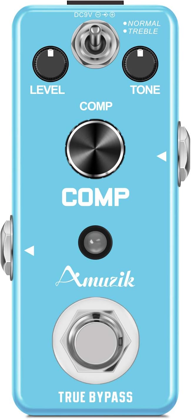 Amuzik Compressor Guitar Effect Pedal Analog Compression Ultimate Comp Effect Pedals for Electric Guitar Comp Pedal Ture Bypass