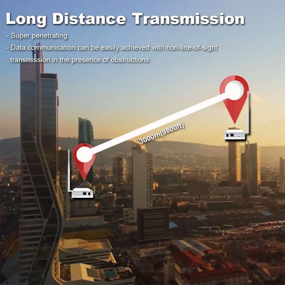 Pont sans Fil Prolongateur Wi-FI Halow Prolongateur de réseau sans Fil bi-Band 2.4GHz, Transmission Longue Distance de 3 km,Point à Point/multipoint extérieur avec antenne à Gain élevé