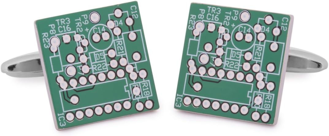 Computer Microchip Cufflinks - Green - Men - One Size