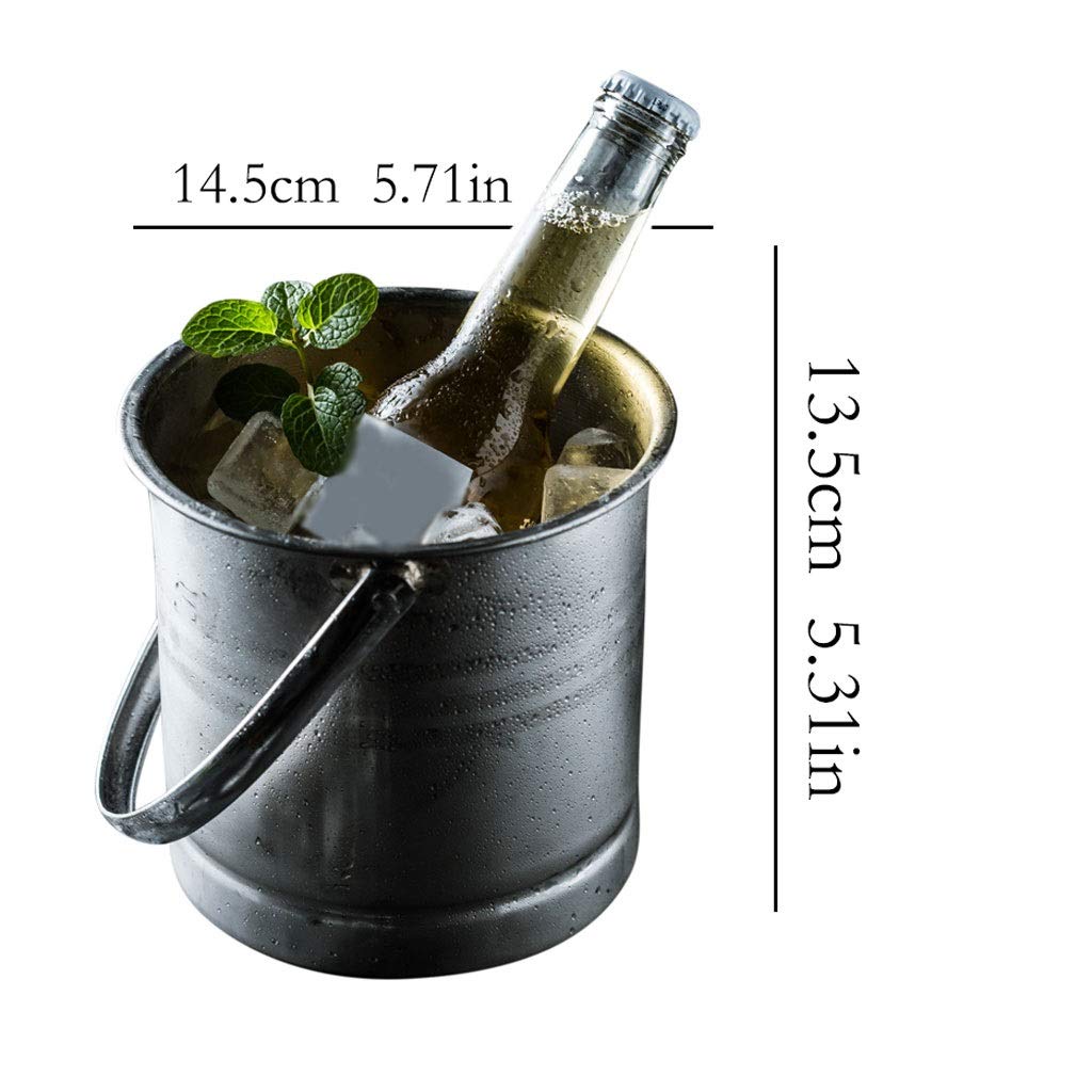 Ein Eiskübel Edelstahl Eis Eimer mit Griff für Haushalt Getränk Eis Eimer Bock Bier Cocktail Eis Eimer Garten Pflanzung Bewässerung Eimer Eiskühler Sektkühler Eiswürfelbehälter ( Color : Silver )