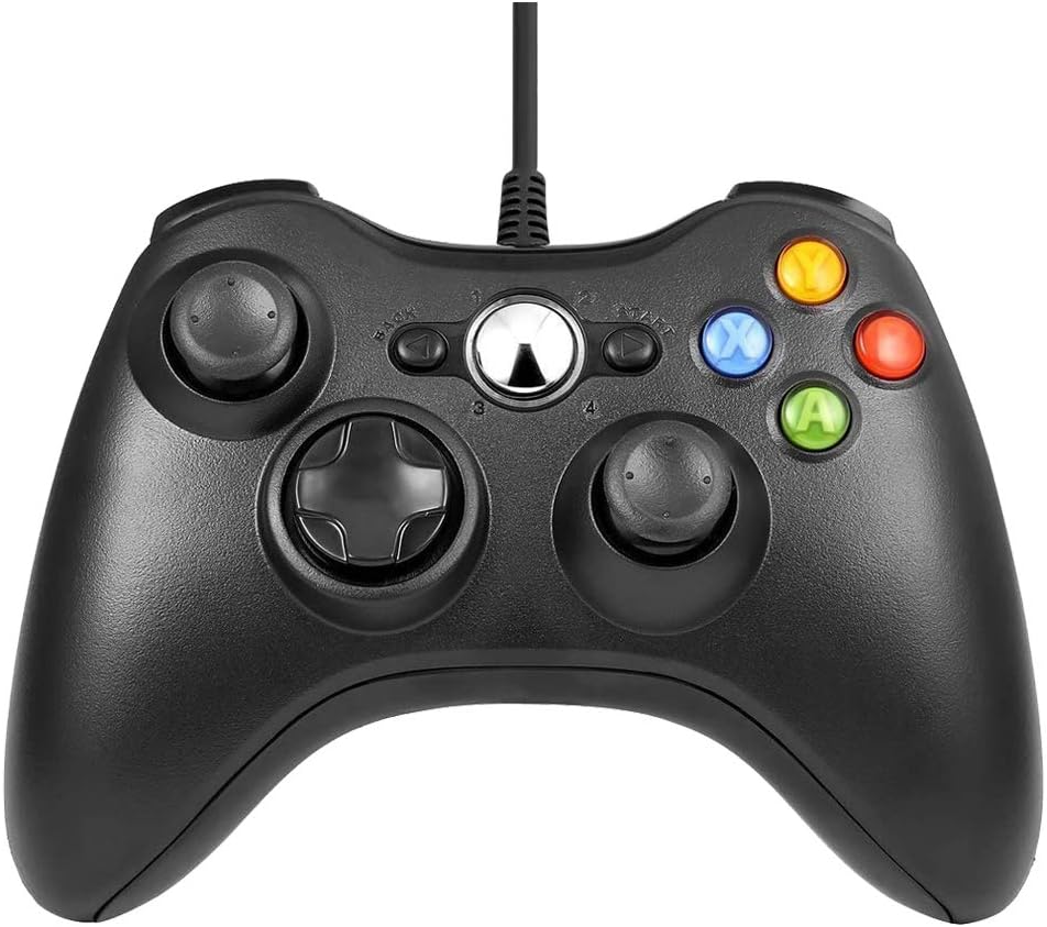 Xbox 360 Wired Controller,USB Gamepad for Microsoft Xbox 360 /Slim/PC,Black