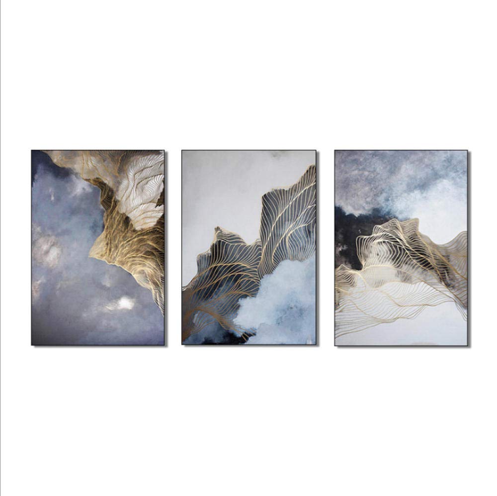 Triptyque de peinture à l'huile abstrait Zhao Wuji paysage moderne