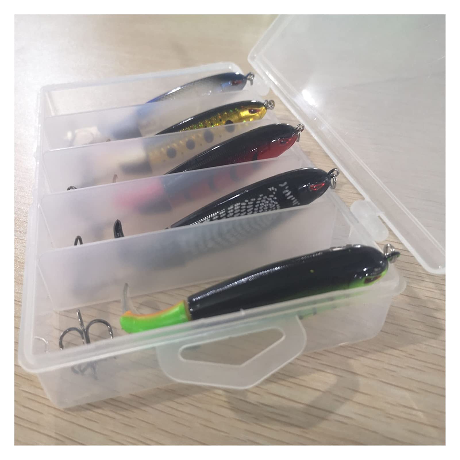Esca da Pesca Set da pesca Set Bait con scatola rotante coda ad esca duro esche da pesca esche artificiali esca artificiale ganci duro per la pesca tackle da pesca 5 pz Esche Artificiali