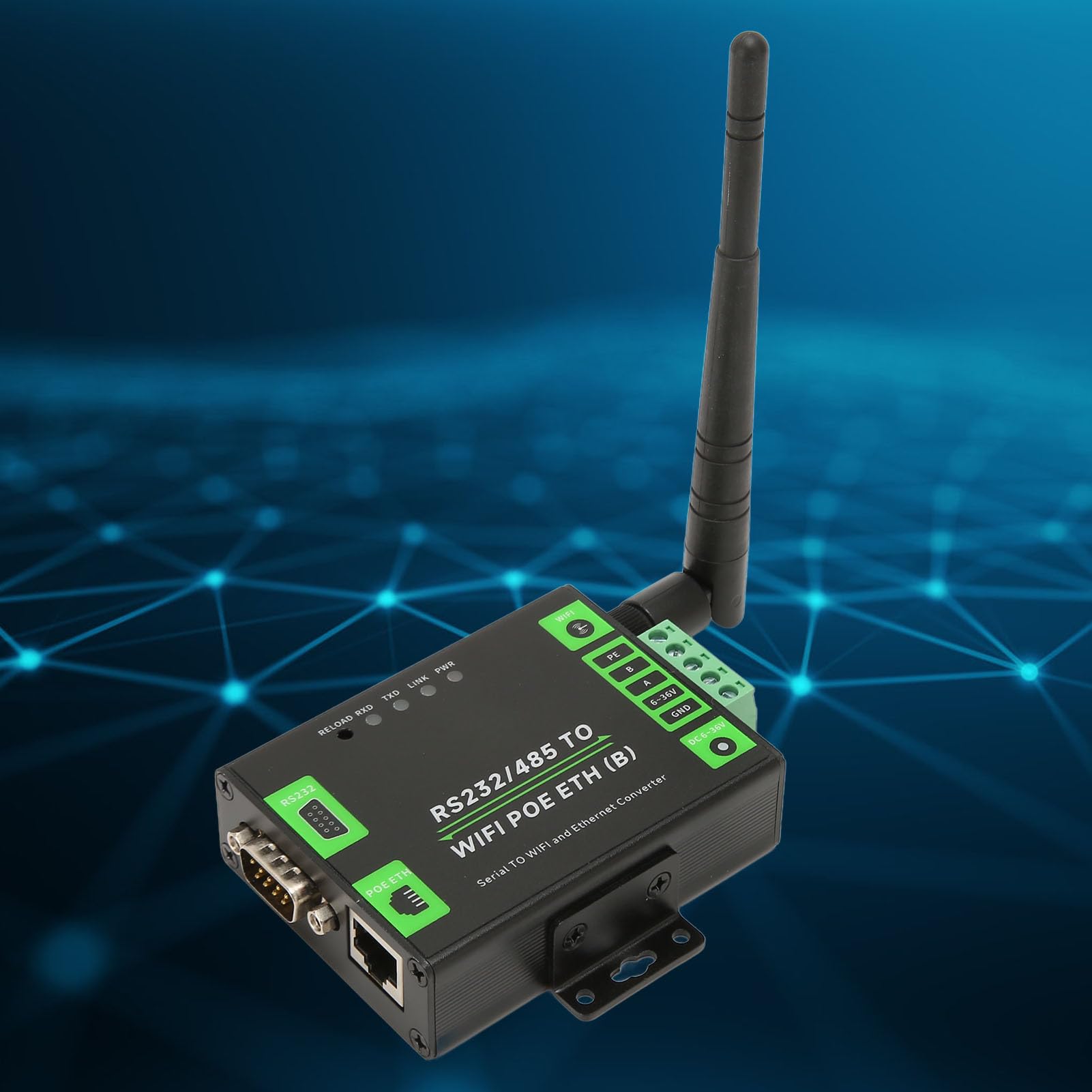 Convertisseur de Serveur Série RS232 RS485 vers WiFi POE Ethernet,