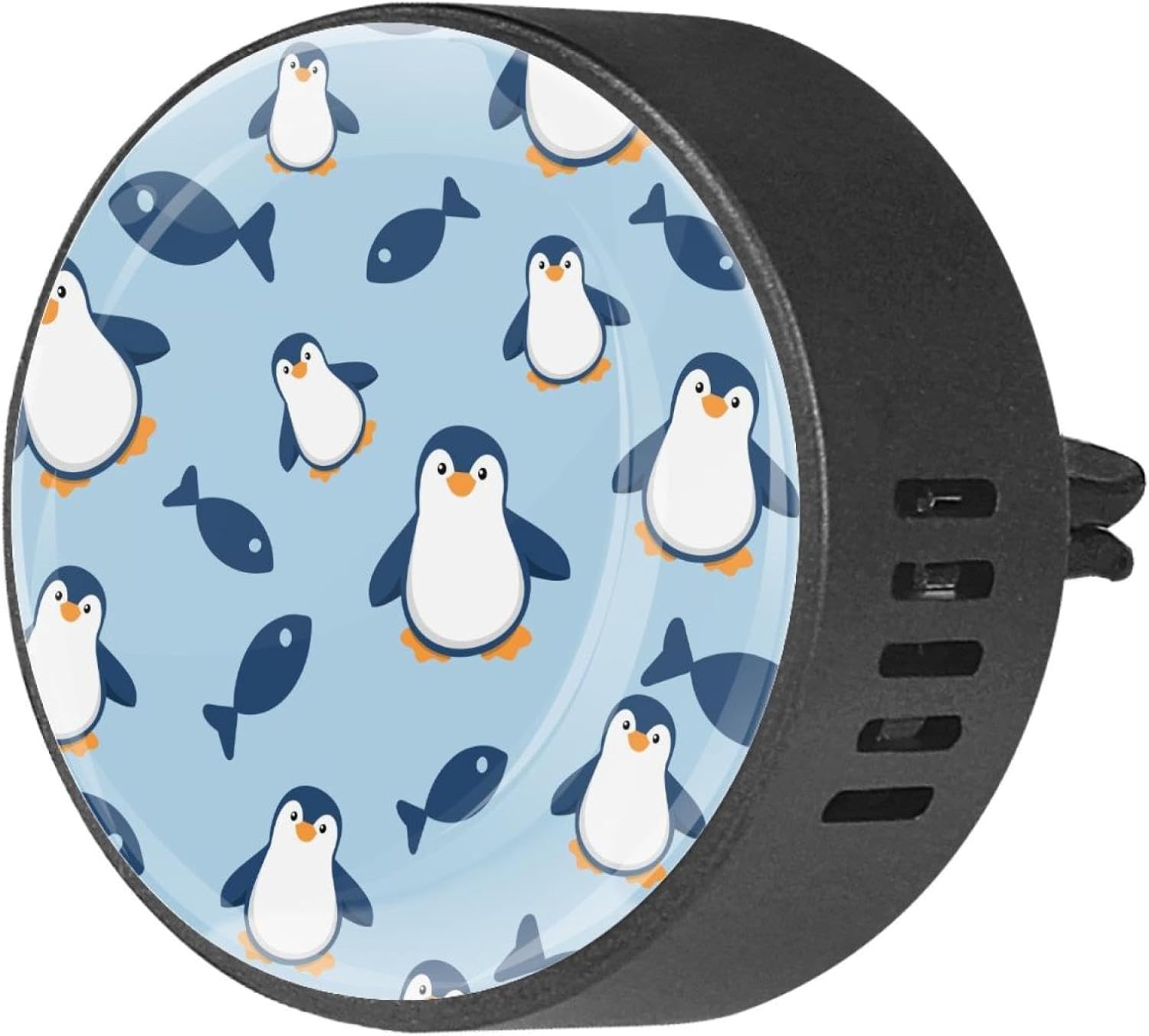 VAPOKF 2 PCS Vent Clips Car Air Freshener with Cute Penguin and Small Fishes Prints, Aromatherapy Essential Oil Diffuser