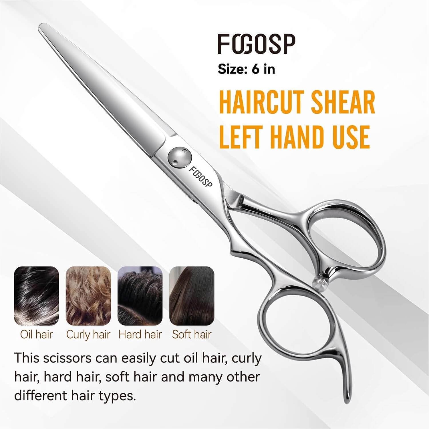 Left Handed Hair Cutting Scissors 6” Professional Barber Scissor Japan VG10 CNC Ultra-Precise Cuts, Razor Sharp Blades Hair Shears for Women & Men