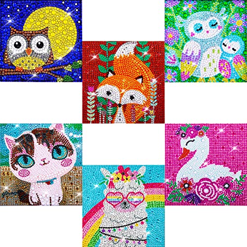 6 Stück 5D Diamant Malset für Kinder Edelstein Malerei Kit Kristall Einfache Malerei Kunst Handwerk Set für Zuhause (B) Cover