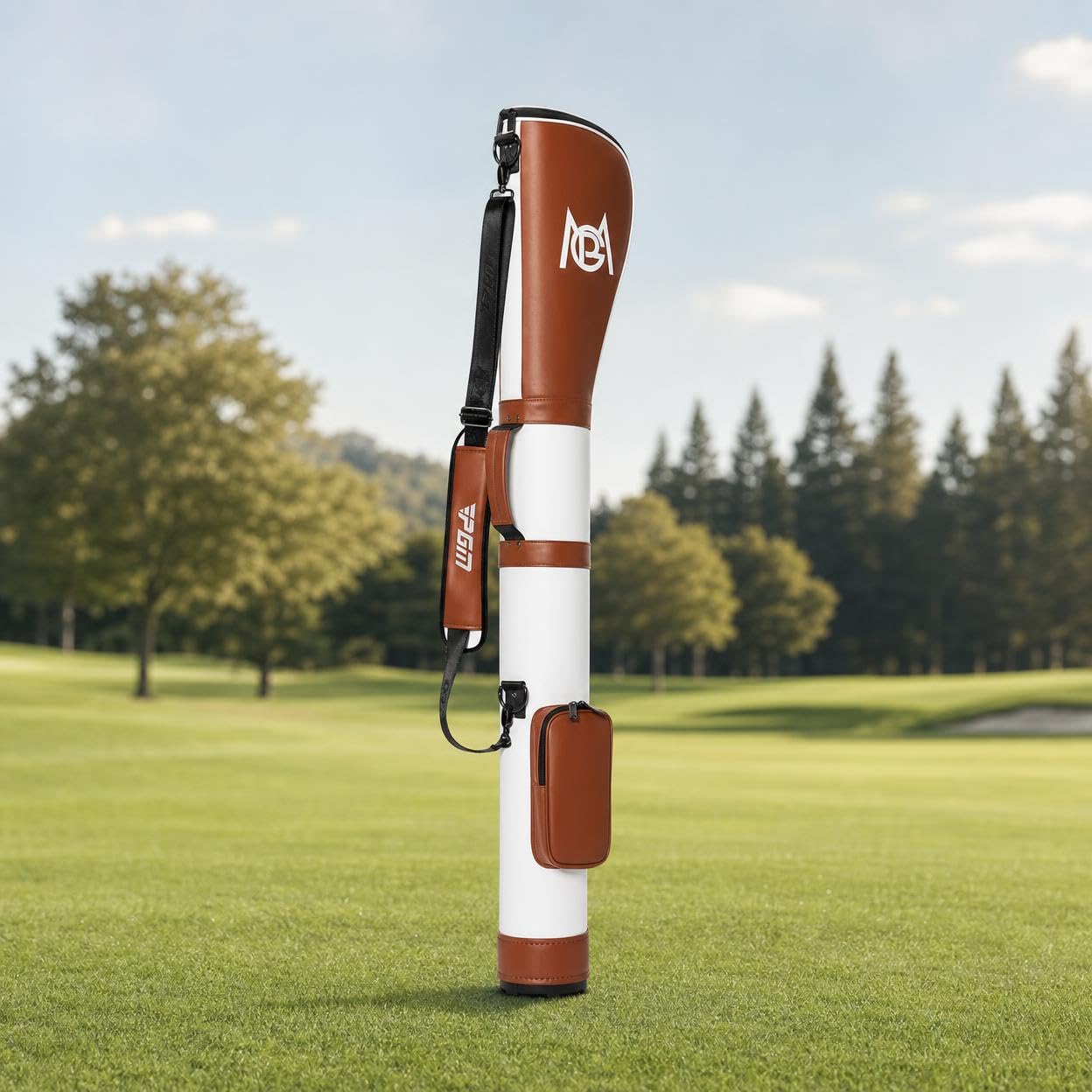 Wasserdichte Golfbag für Driving Range, leichte Golftasche 126cm, Retro Golf Pencil Schultergurt, für schnelle Golfrunde, black-and-white