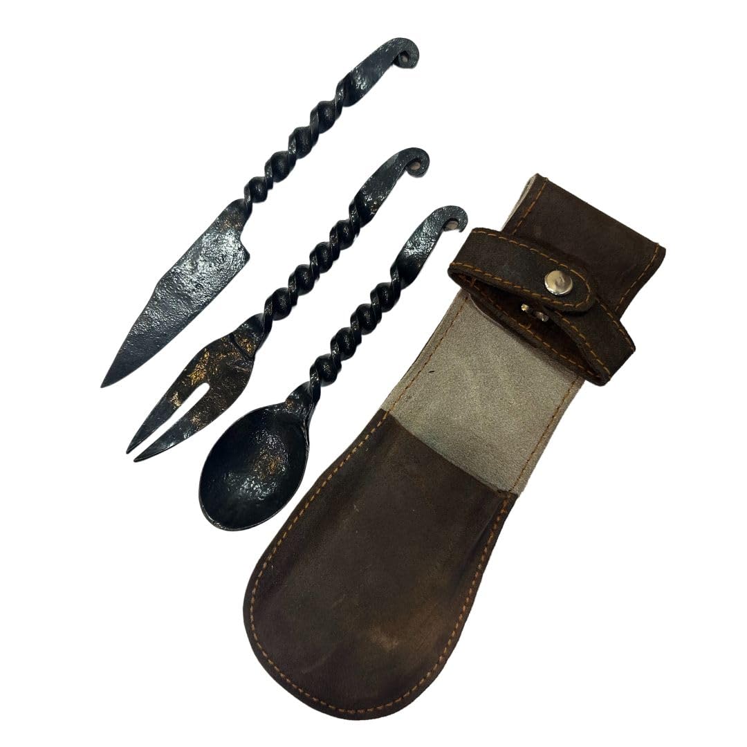 Elegant New Cutlery Set Iron Spoon Fork Knife Viking Medieval Feastware Feasting