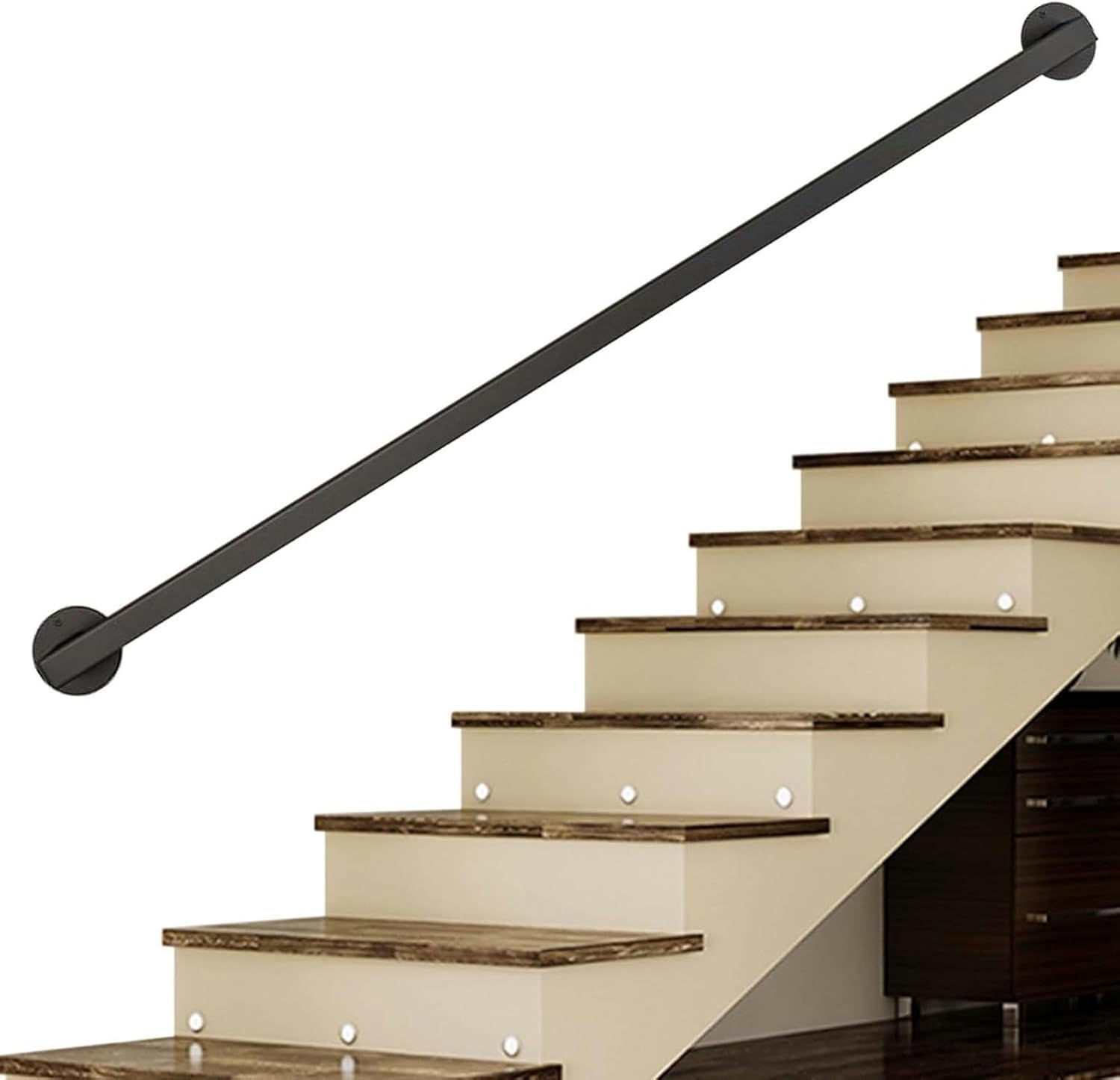 Metal Staircase Handrail Railing, Indoor Outdoor Metal Hand Rails for Stairs 30cm-600cm Wall Mounted Stairs Banister Rails Non-Slip Foot Bar Rail Support~/