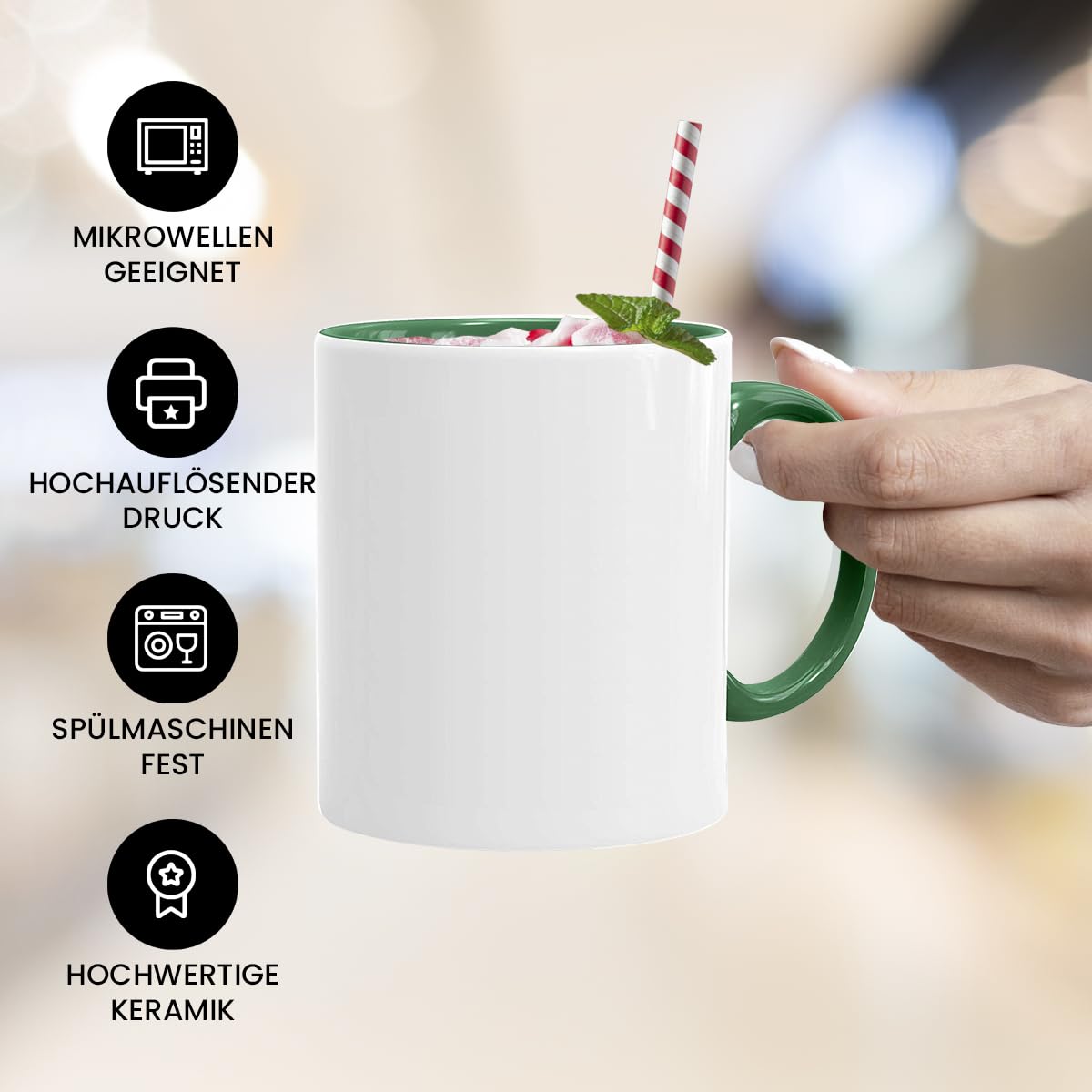 Acen Merchandise Sublimationstassen ohne Druck aus hochwertiger | Keramik inzeln oder im Set | Sublimationsbecher mit Tinte (72 Stück, Grün)