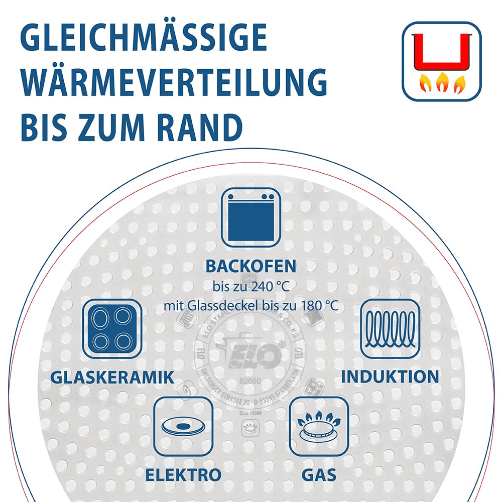 Elo 82661 Bräter Pure Trend Induktion 40 x 25 cm, Schwarz | mit Grillrost, kratzfest, ELODUR Select Beschichtung, Induktion, spülmaschinengeeignet