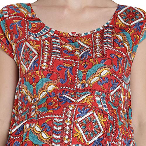 Image of Mine4Nine Women's Rayon Skater Midi Casual Dress