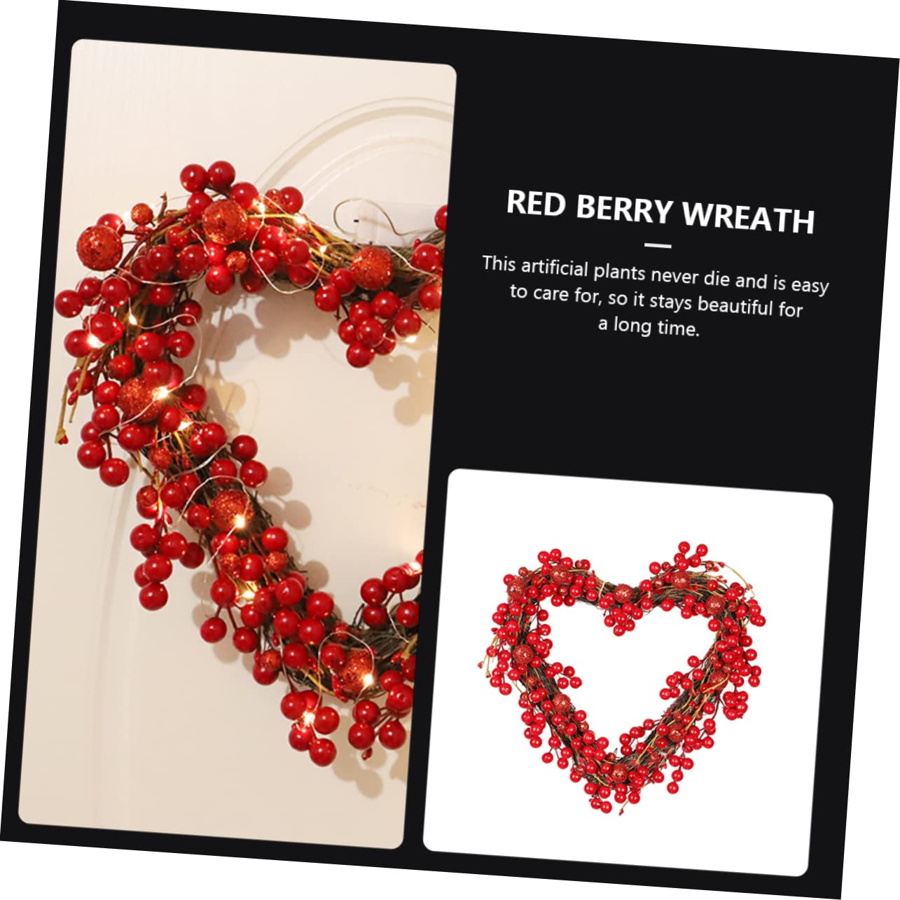 Roter Beeren Kranz Aus Rattan Für Valentinstag Herzförmige Dekoration Für Haustür Romantischer Wandschmuck Für Hochzeiten Und Partys