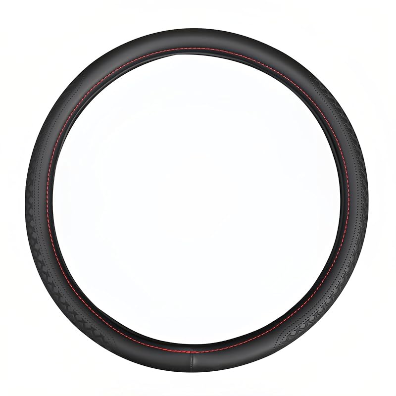 Capa para Volante de Caminhão e Motorhome em Couro Sintético Preto, 45 cm, PEMUUOI