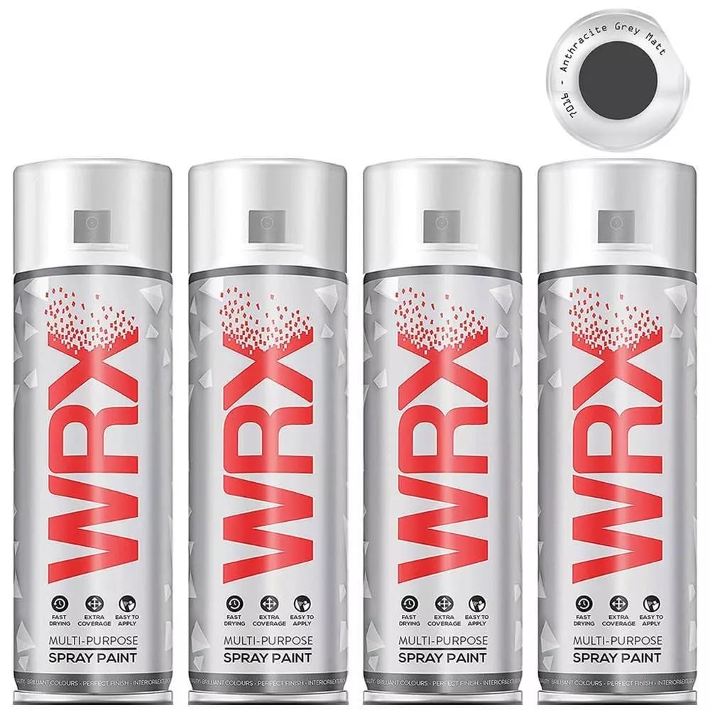 WRX 7016 Aerosol Spray Paint - Anthracite Grey ALS (Multi Purpose Fast Dry 400ml) (4, Anthracite Grey Matt)
