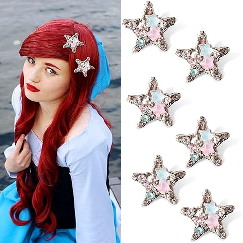 Ahoney 6 pinzas para el cabello con forma de estrella de mar, pinzas para el cabello de metal plateado Y2K, accesorios para el cabello para mujeres