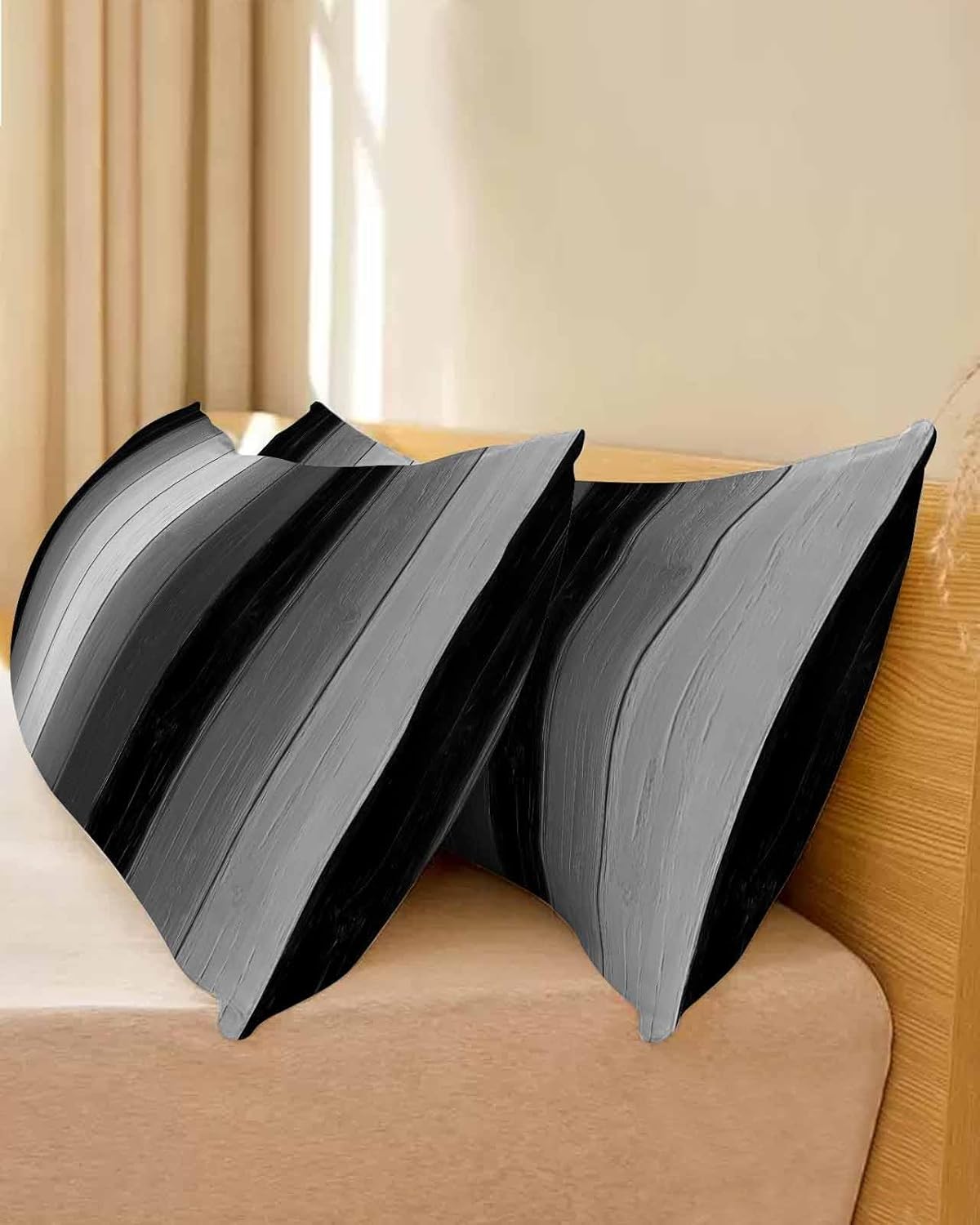 Black Gray Ombre Body Throw Pillow Covers 20x54 Inches, Rectangle Decorative Pillowcase with Zipper, Vintage Country Wooden Pillow Sham Cushion Case Protectors for Sofa Couch Car Bed