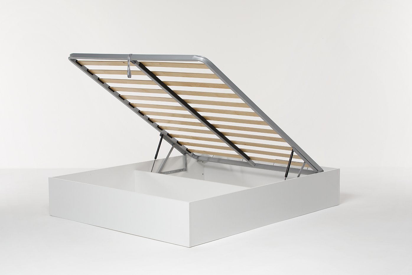 Letto Contenitore Cangù Bed Box Matrimoniale, 160x190 cm Bianco, con Rete a Doghe e Sistema di Sollevamento
