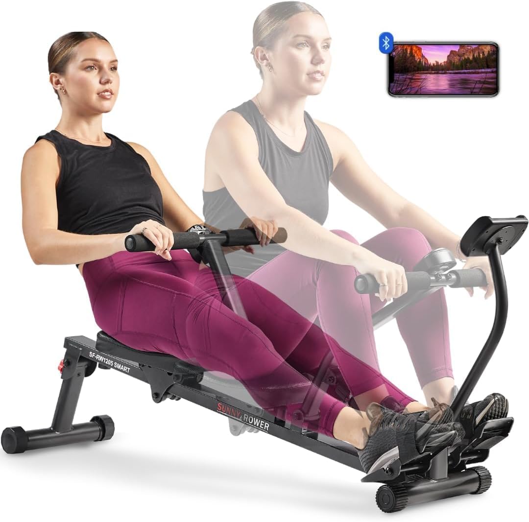 Sunny Health & Fitness Compact Adjustable Rowing Machine with 12 Levels of Re...