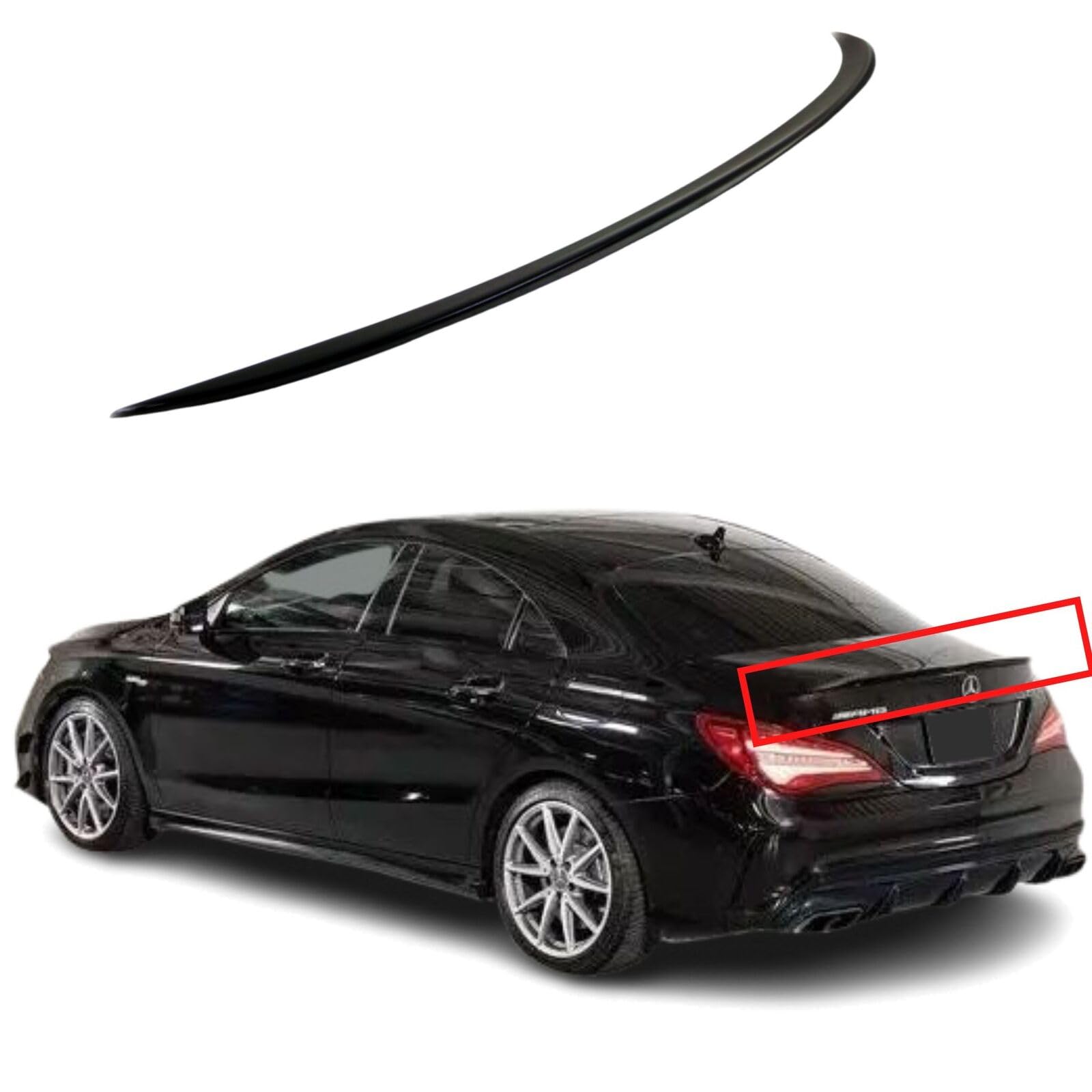FLY DESIGN Alerón trasero para Mercedes CLA Clase 117 C117 W117 W117 Negro Brillo