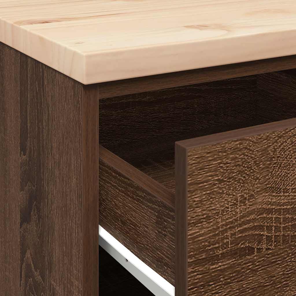 vidaXL Garagen-Aufbewahrungsschrank, Schrank mit Schubladen, Lagerschrank mit Holzarbeitsplatte, Werkzeugschrank Garagenschrank, 60x51x85 cm Massivholz Kiefer