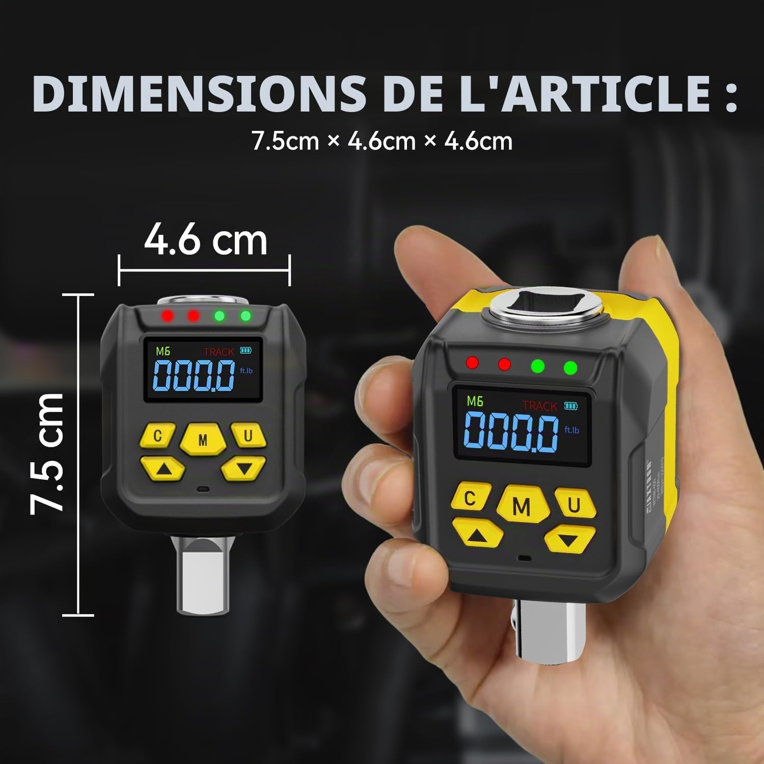 Adaptateur dynamométrique numérique 1/2 pouces, 6-200 Nm, 3 pièces, adaptateur pour clés dynamométriques 3/8" et 1/4", boîte à outils professionnelle pour l'entretien de moto