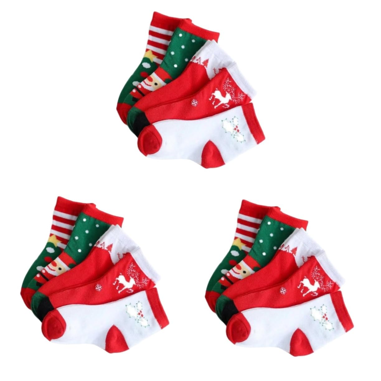 ABOOFAN 15 Paare Jungen Weihnachtssocken Jungen Socke Wintersocken Für Neuheit Festliche Elch Lustige Kinder Mädchen Schneeflocken Gemütlich